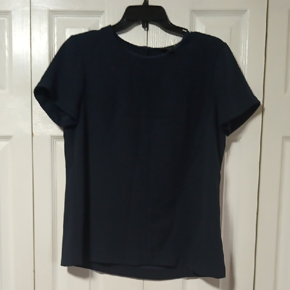 J. Crew Navy Blue Short Sleeve Crepe Top